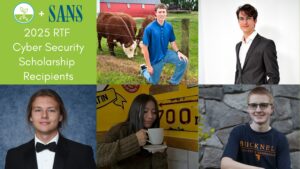 The five winners of the 2025 RTF Cyber Security Scholarship: Ashley Antunez, Brady Cronen, Truman Gilbert, Yaroslav Kulyna, and Caden Purcell.