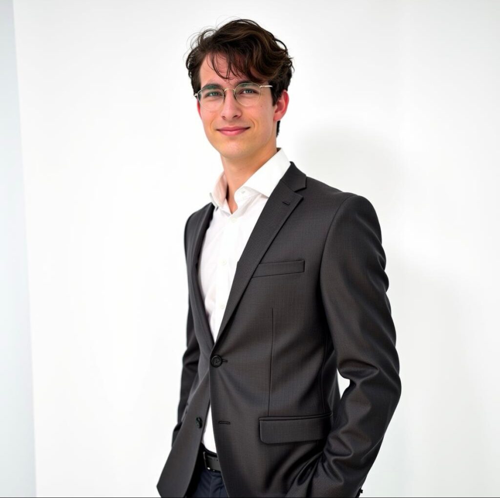 A photo of student Truman Gilbery, smiling in a suit.